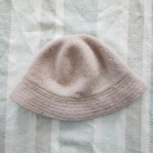 Baby pink angora wool bucket hat